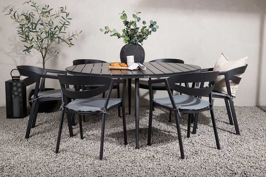 chaise de jardin en aluminium design et table ronde